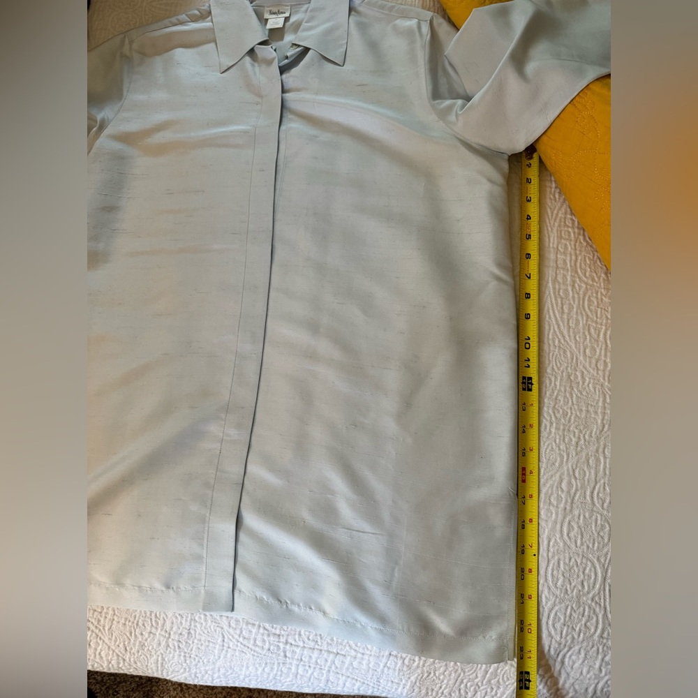 Neiman Marcus Womens Long Sleeve Modest Silk Button Down Shirt - Picture 7 of 8